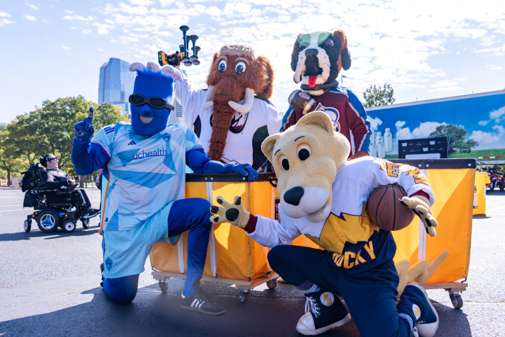 Colorado professional sports Mascots at the giveSPORTS Equipment Drive