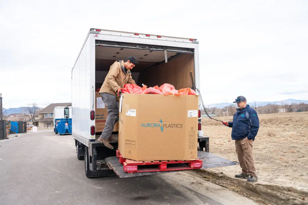 A truck full of donations from an agency partner.